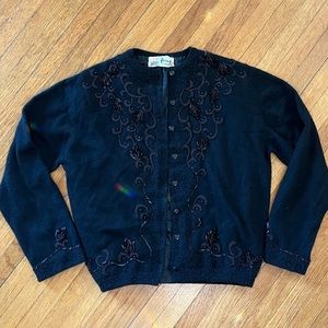 Pringle Cashmere Beaded Cardigan Sweater S